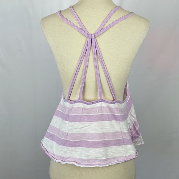 Hollister Lavender & Pink Striped Strappy Crop Tank Top - Size Medium - Picture 4 of 12